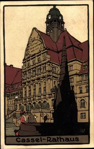Steindruck Ak Kassel in Hessen, Rathaus
