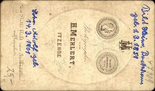 CdV Deutscher Soldat in Uniform, Husar, Portrait, Heinr. Backhaus, geb. 1851