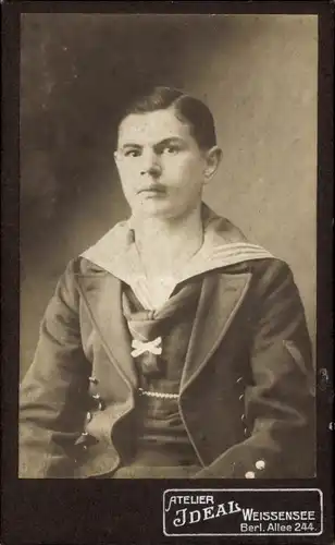 CdV Deutscher Seemann in Uniform, Portrait, Kaiserliche Marine, Friedrich, Mai 1915