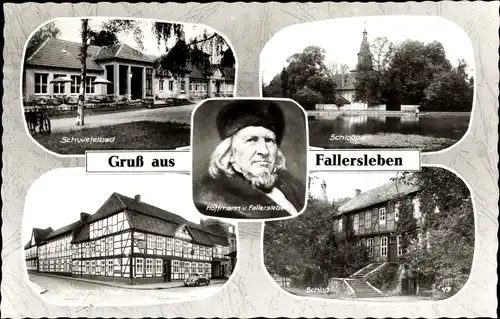 Ak Wolfsburg in Niedersachsen, Schwefelbad, Portrait, Schloss, Park, Hoffmann Haus