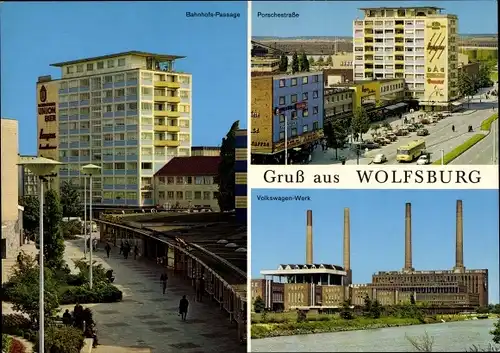 Ak Wolfsburg Niedersachsen, VW Werk, Bahnhofs Passage, Porschehaus