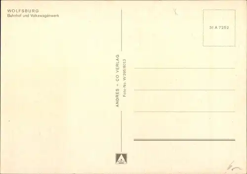 Ak Wolfsburg in Niedersachsen, Bahnhof und VW Werk