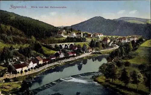 Ak Ziegenrück an der Saale Thüringen, Blick von der Helenenruhe