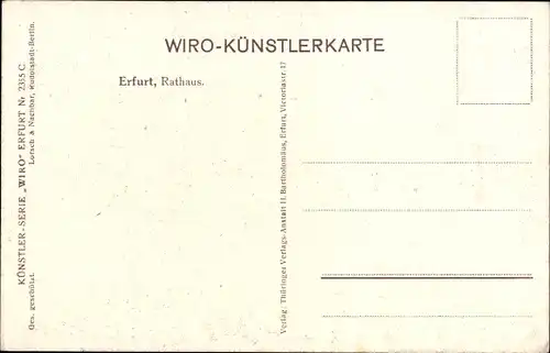 Künstler Ak Erfurt in Thüringen, Rathaus