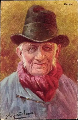 Künstler Ak Gerstenhauer, J. G., Mann in niederländischer Tracht, Portrait, Hut