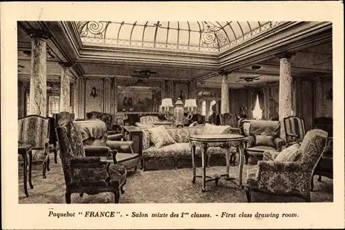 Ak Paquebot France, CGT French Line, Salon mixte des 1res classes
