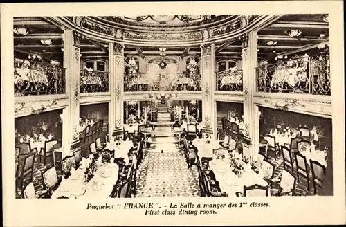 Ak Paquebot France, CGT French Line, La Salle à manger des 1res classes