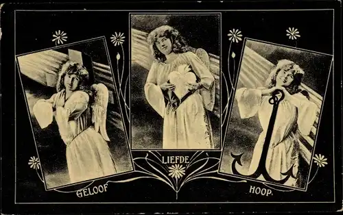 Ak Drei Engel, Geloof, Liefde, Hoop, Allegorie