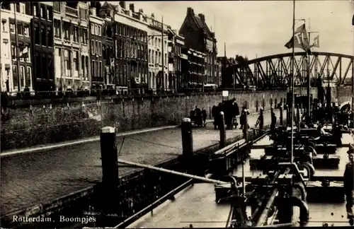 Ak Rotterdam, Südholland, Niederlande, Boompjes, Brücke, Schiff