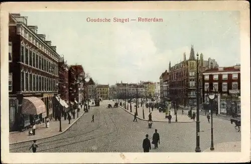 Ak Rotterdam Südholland Niederlande, Goudsche Singel, Straßenbahnschienen, Straßenpartie