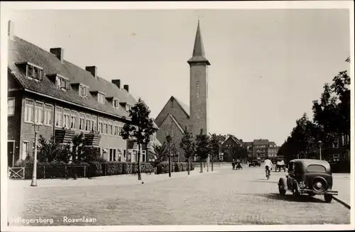 Ak Hillegersberg Südholland, Rozenlaan, Kirche, Auto, Straßenansicht