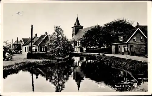 Ak Goudriaan Südholland, Ned. Herv. Kerk, Kanal, Kirche