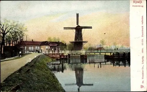 Ak Rijswijk Südholland Niederlande, Hoornbrug, Windmühle