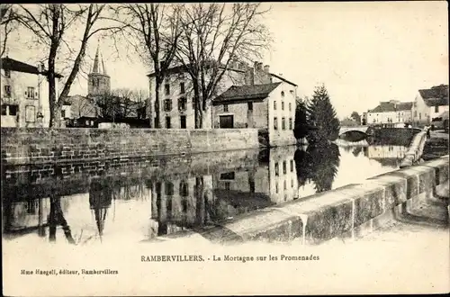 Ak Rambervillers Vosges, La Mortagne sur les Promenades