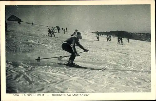 Ak La Schlucht Vosges, Skieurs au Montabey
