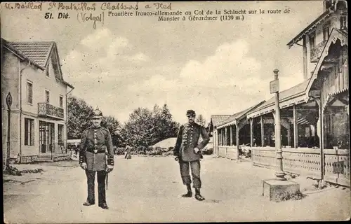 Ak Saint Dié des Vosges, Frontiere franco-allemande au Col de la Schlucht sur la route de Munster