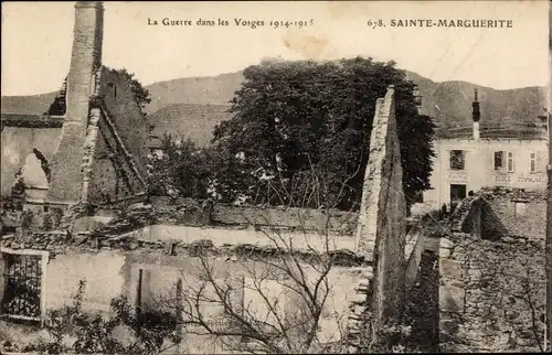 Ak Sainte Marguerite Vosges, Kriegszerstörung 1. WK