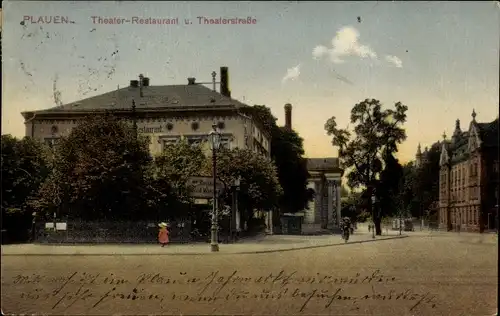 Ak Plauen im Vogtland, Theaterstraße, Theater Restaurant