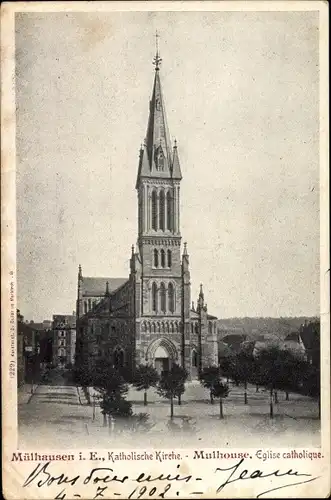 Ak Mulhouse Mülhausen Elsass Haut Rhin, Katholische Kirche