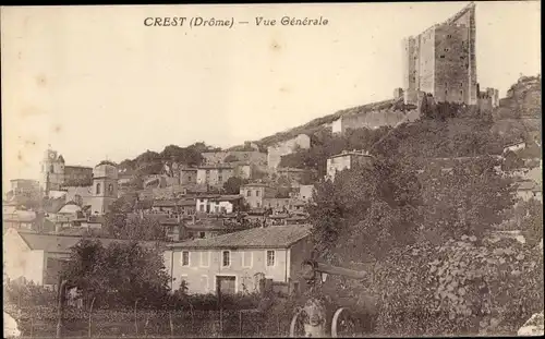 Ak Crest Drôme, Vue Generale, Blick auf den Ort