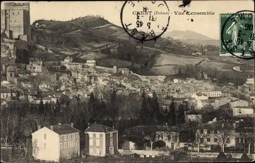 Ak Crest Drôme, Vue d'ensemble, Blick auf den Ort