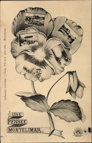 Passepartout Ak Montélimar Drôme, Stiefmütterchen, Stadtansichten