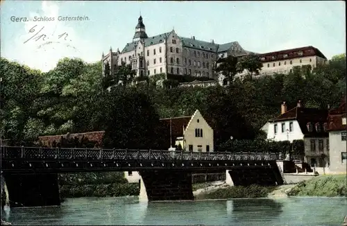 Ak Gera in Thüringen, Schloss Osterstein, Brücke