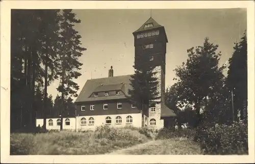 Ak Bärenstein Erzgebirge, Unterkunftshaus auf dem Bärenstein