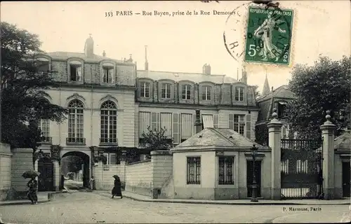 Ak Paris XVII., Rue Bayen, prise de la Rue Demours