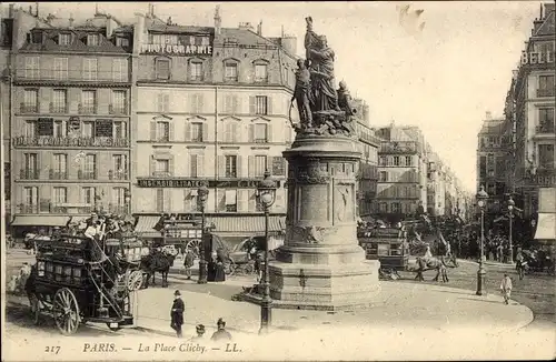 Ak Paris XVII., La Place Clichy, Denkmal, Belle Jardiniere