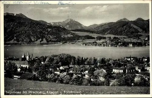 Ak Tegernsee in Oberbayern, Ort mit Hirschberg, Kampen und Fockenstein