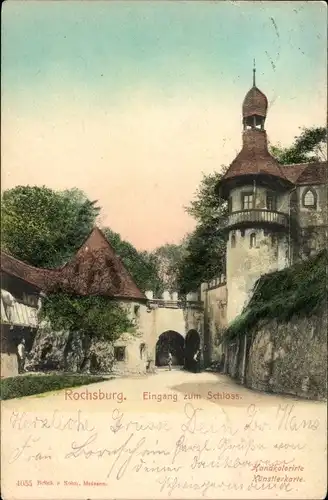 Ak Rochsburg Lunzenau in Sachsen, Eingang zum Schloss Rochsburg