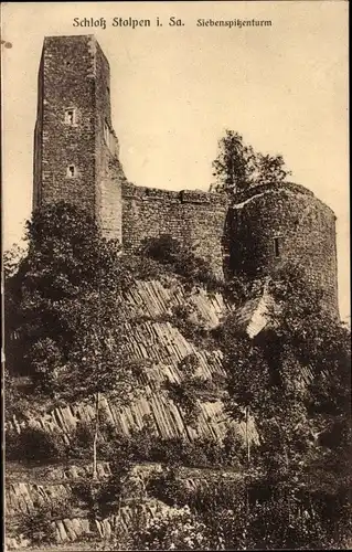 Ak Stolpen in Sachsen, Schloss, Siebenspitzenturm