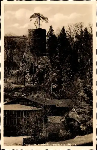 Ak Zöblitz Marienberg im Erzgebirge, Burgruine, Hotel Kniebreche