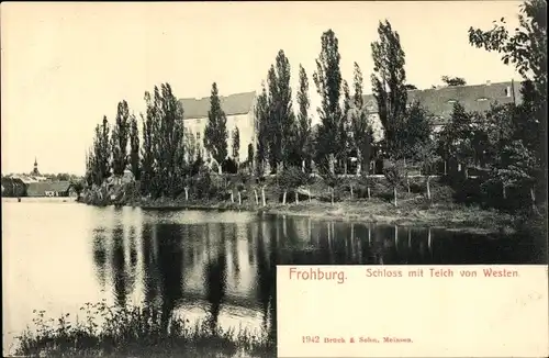 Ak Frohburg in Sachsen, Schloss mit Teich