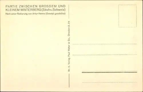 Künstler Ak Lohmen Sachsen, Partie zwischen großen und kleinem Winterberg