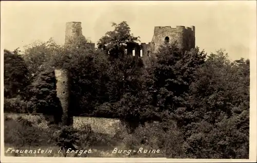 Foto Ak Frauenstein im Erzgebirge, Burg Ruine