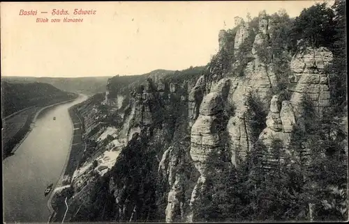 Ak Lohmen Sächsische Schweiz, Bastei, Blick vom Kanapee