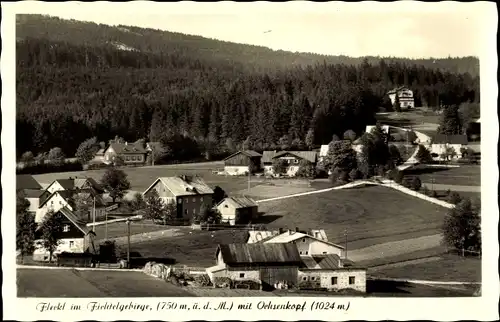 Ak Fleckl im Fichtelgebirge Warmensteinach Oberfranken, Teilansicht mit Ochsenkopf