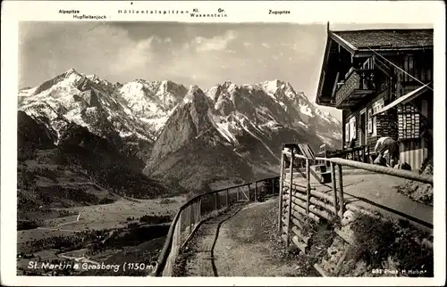 Ak Garmisch Partenkirchen in Oberbayern, Restauration St Martin auf dem Grasberg