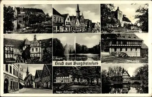 Ak Burgsteinfurt Steinfurt im Münsterland, Schloss, Rathaus, Wassermühle, Ritterburg, Gaststätte