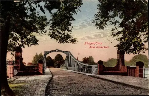 Ak Lingen im Emsland, Neue Emsbrücke