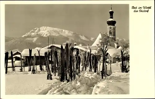 Ak Reit im Winkl Oberbayern, Dorfpartie im Winter