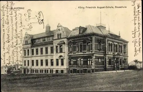 Ak Glauchau in Sachsen, König Friedrich August Schule, Bauschule