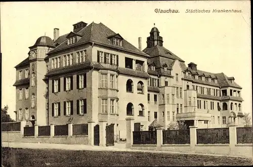 Ak Glauchau in Sachsen, Städtisches Krankenhaus