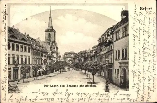 Ak Erfurt in Thüringen, Der Anger, Blick vom Brunnen