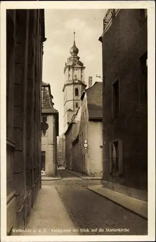 Ak Weißenfels in Sachsen Anhalt, Kirchgasse mit Blick auf die Marienkirche