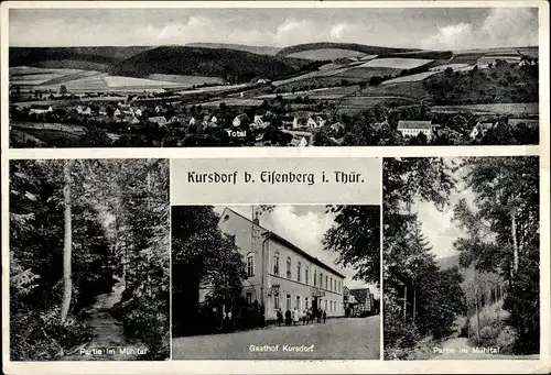 Ak Kursdorf Eisenberg im Saale Holzland Kreis, Totalansicht, Mühltal, Gasthof Kursdorf