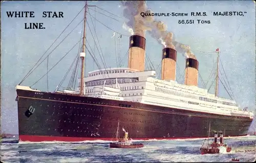 Künstler Ak Dampfer RMS Majestic, White Star Line