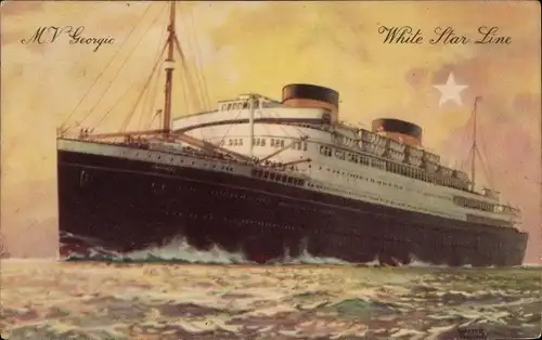 Künstler Ak MV Georgic, White Star Line, Passagierschiff